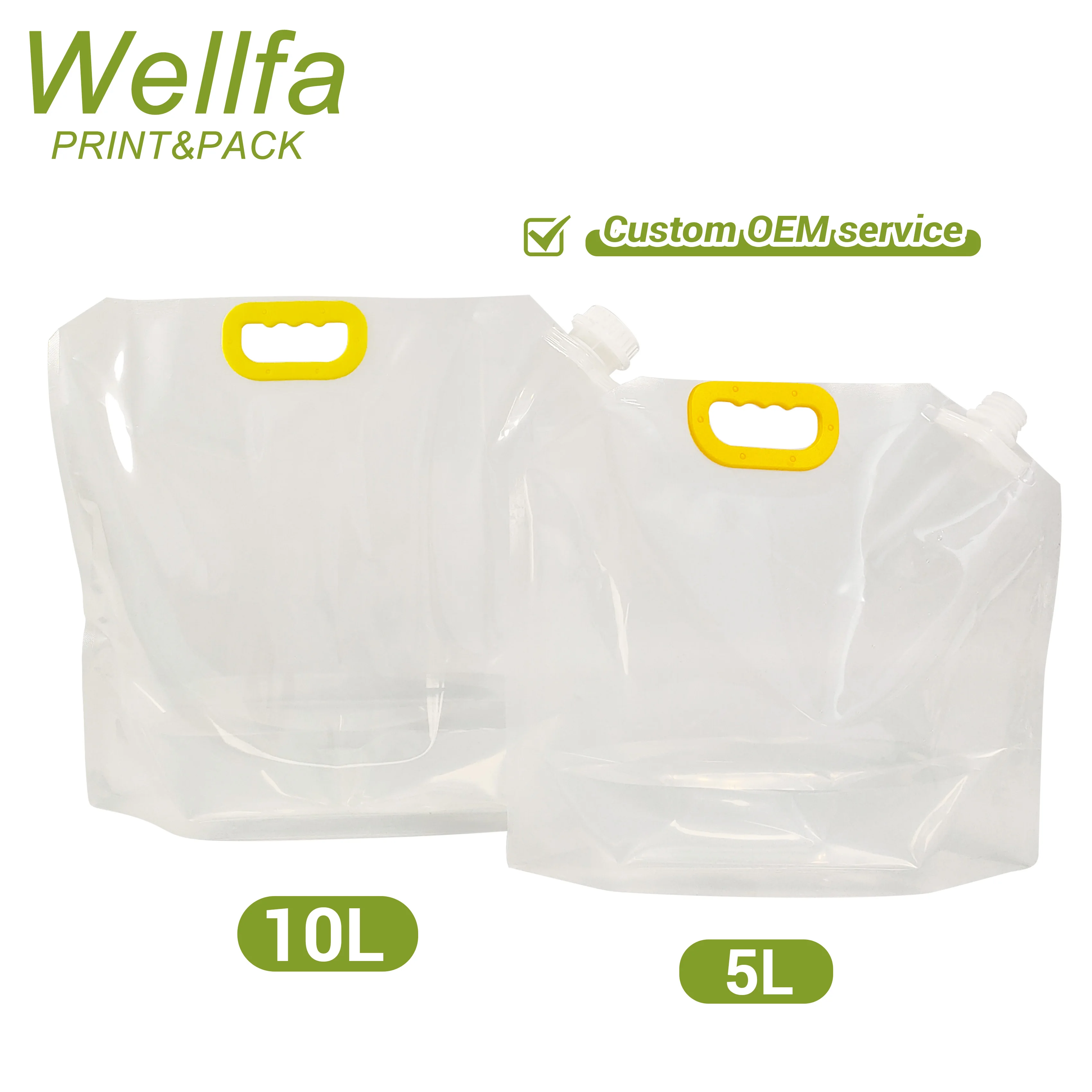 Custom Foldable Water Liquid Stand Up 1 Gallon Bag 5 Liter Rice Food Refill Packaging Clear 1L 2L 3L 4L 5L Spout Pouches