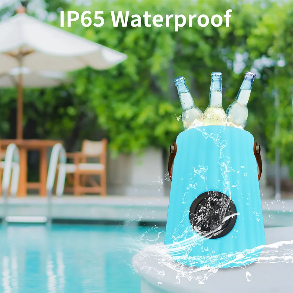 Led Ice Bucket Pe Plastic Waterproof And Durable 6 Bottle Ice Cooler Buckets BT Speakers For Party