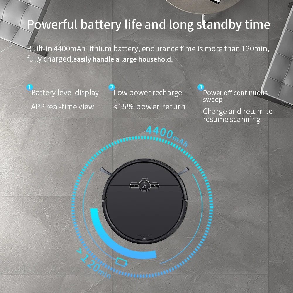 Geerlepol Rechargeable Smart Robot Vacuum Cleaner 3 in 1 Auto Smart Sweeping Dry Wet Mop Strong Suction Intelligent Cleaners