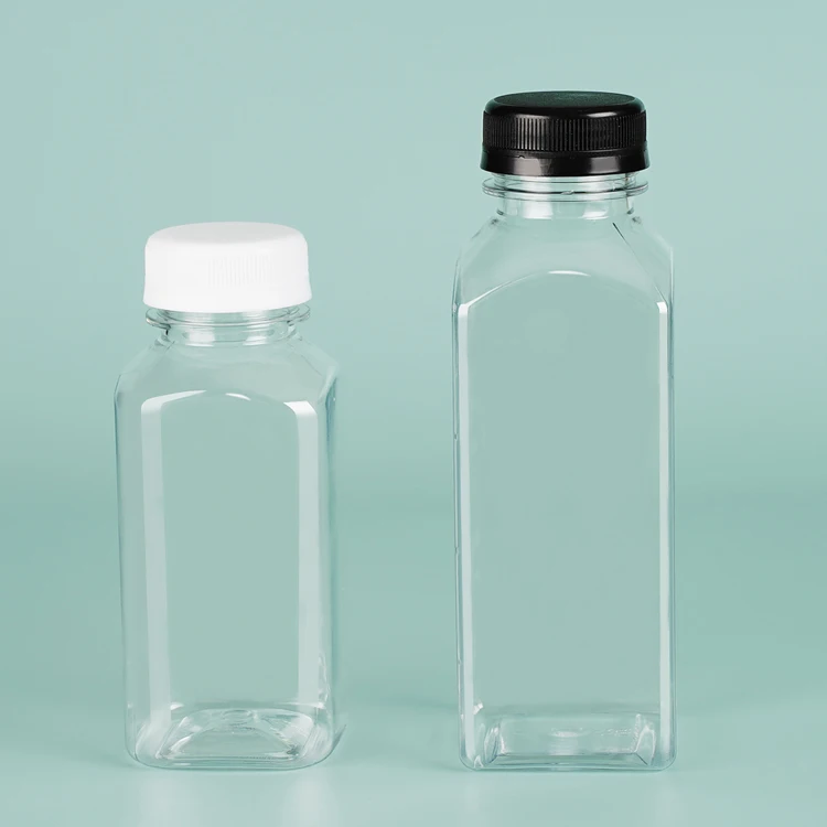 8oz 12oz 16oz Reusable Transparent Disposable Plastic Juice Bottle Beverage Containers Bottles With Screw Cover