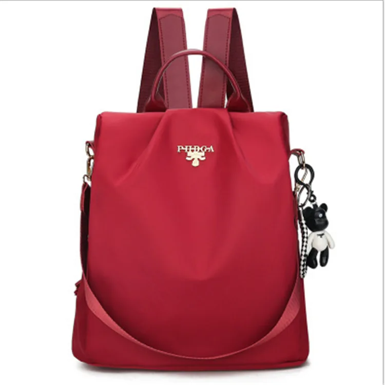 stock waterproof nylon women girls anti-theft backpack hand tote bag
