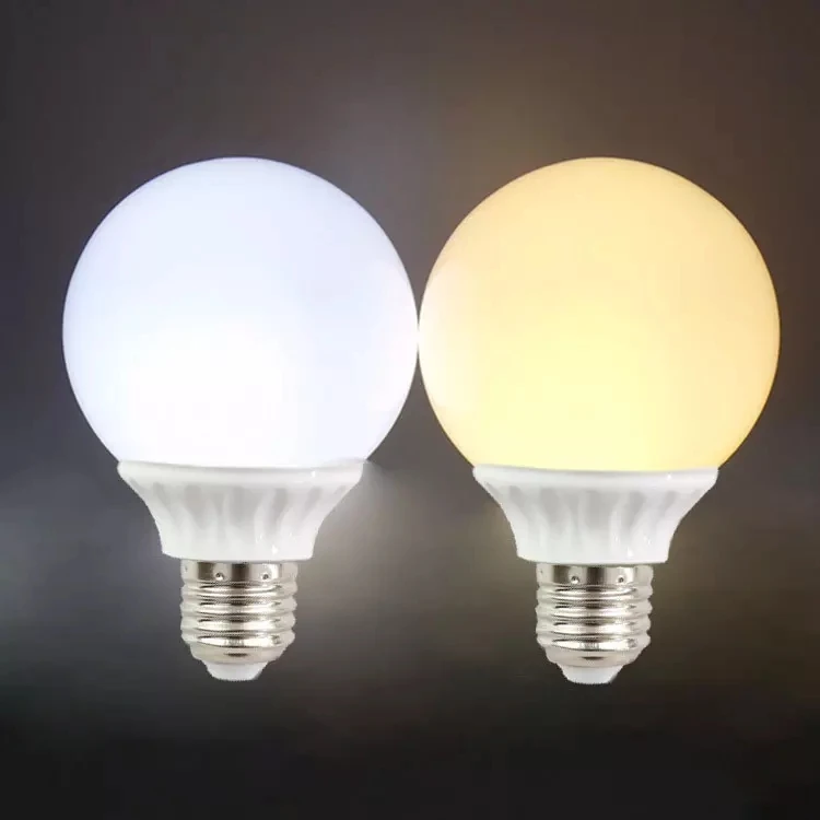 110V 220V Milky white Plastic Cover Bulb E27 5W Edison LED Light Bulb Cold/Warm White G80 Globe Ball Bulb