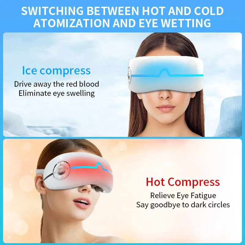 Portable 4d Electric Smart Eye Mask Hot and Cold Steam Eye Massager Fatigue Music Eyes Vibration Massager With Heat Compression