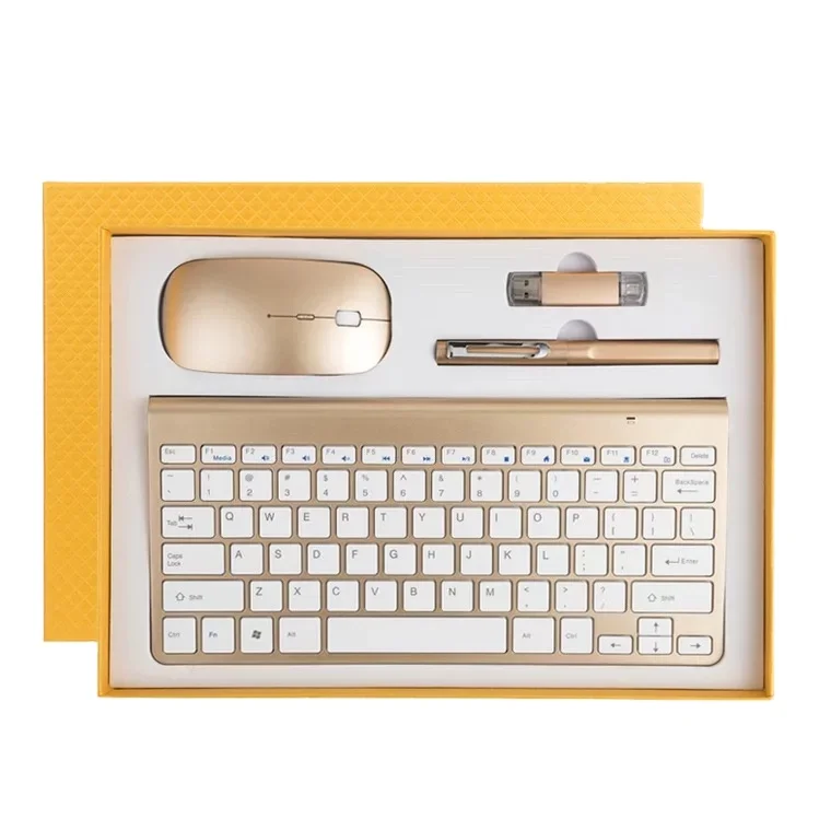Custom 4 in 1 office gadget wireless mouse keyboard U disk pen technology gift set man gift set