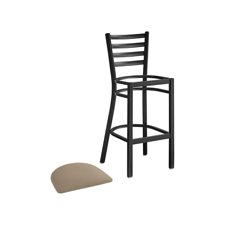 Hot Sale Black Powered Coated Finish Metal Bar Stool With Black Vinyl Padded Seat For Sale