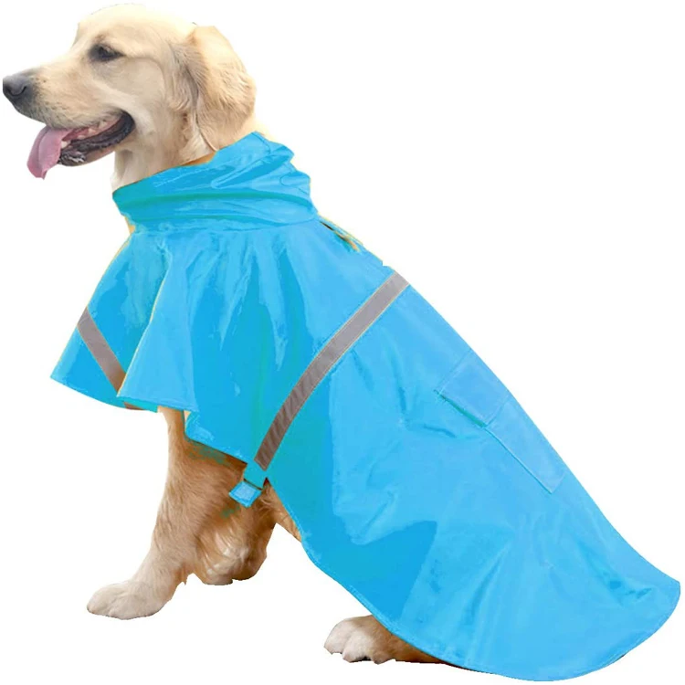 Amazon Hot selling Rain Poncho Jacket for Dogs Reflective Strip Hoodie Dog Raincoat
