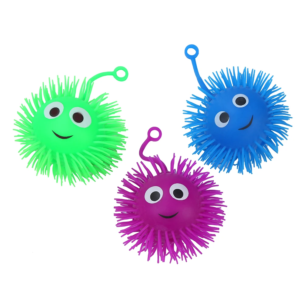 Colorful Stress Glowing Light Up Puffer Ball Smile Face Puffer Ball Yoyo