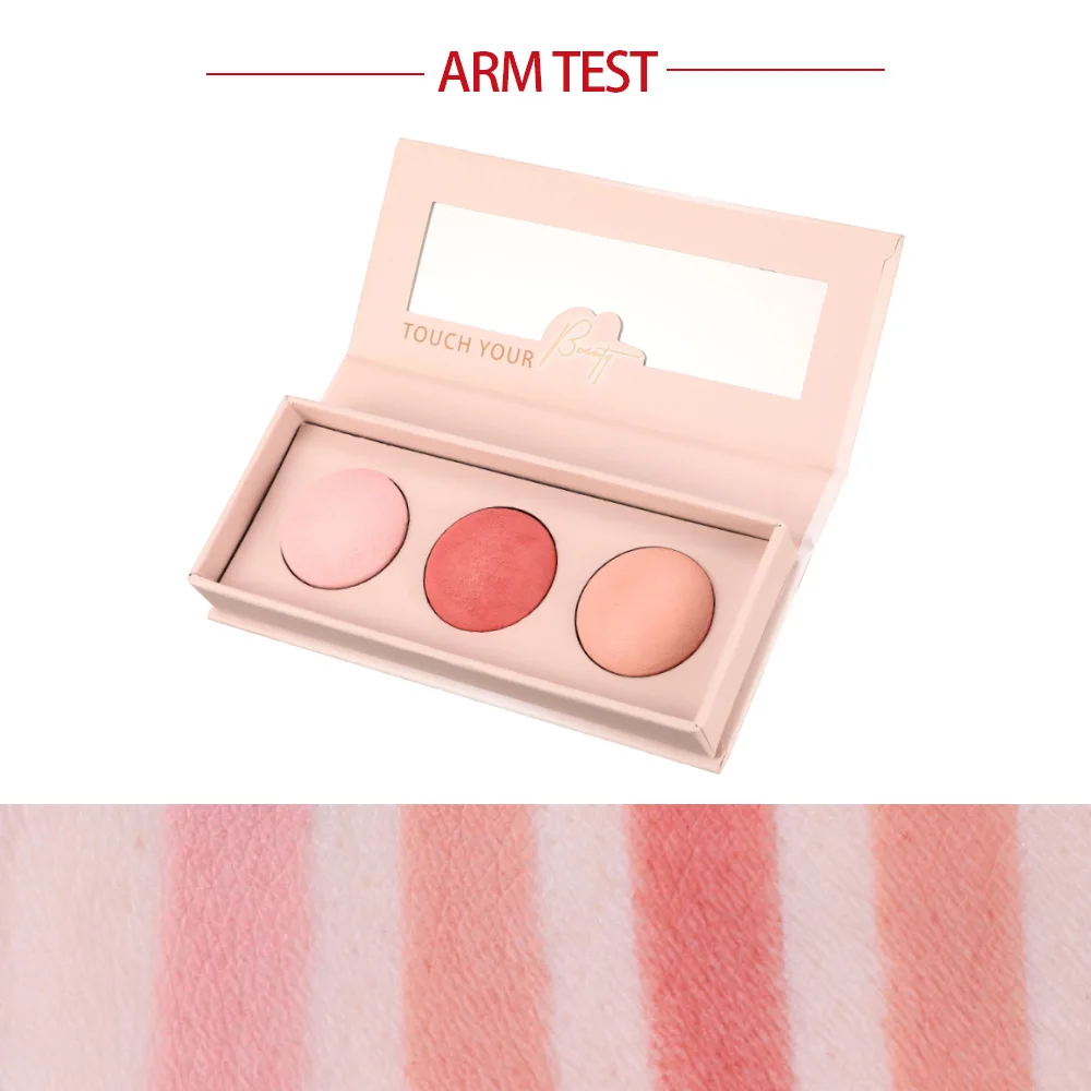 1201 3 colors baked Blush waterproof palette makeup long lasting Customize vivid face cream Blush for face