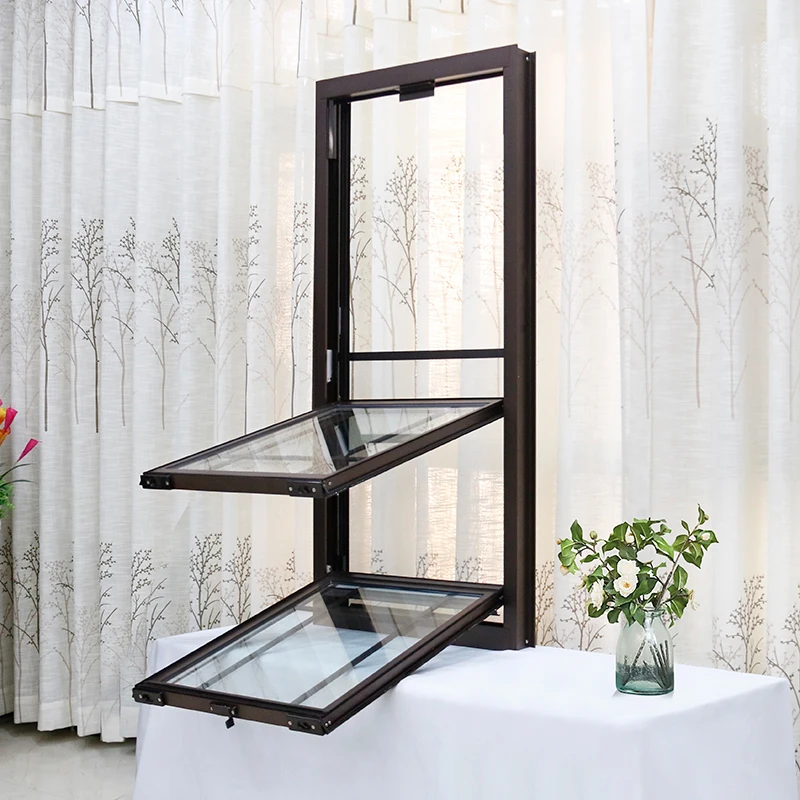 American Black Aluminium Sash Window Vertical Sliding Glass Windows Double Hung Window With Screen Hung Vertical Sliding Windows