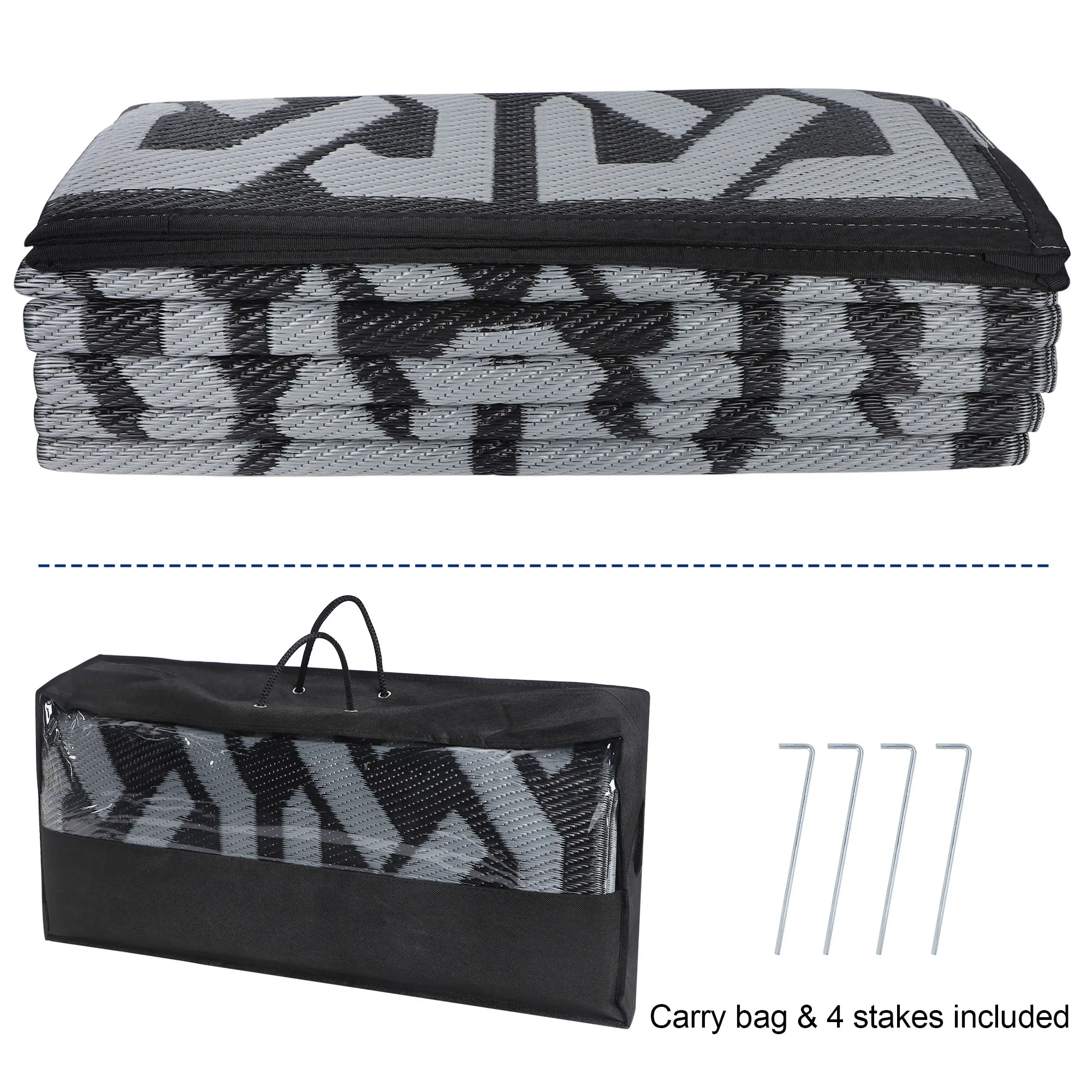 HUAYANG Outdoor Carpets Waterproof Reversible Large Plastic Straw Rug for Patios Clearance outside Area Rug