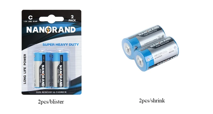 Super Heavy Dry Cell Battery R14P C Size UM2 Zinc Carbon Battery