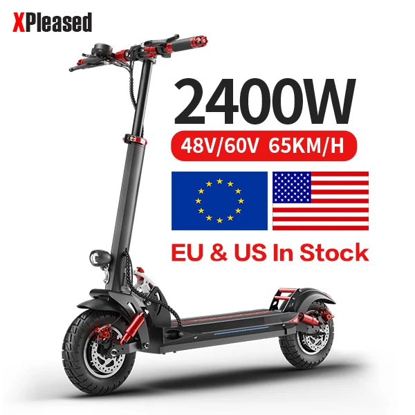 10Inch 60V 2400W Dual Motor Powerful Fat Tire Foldable Adult Electric E Scooter With Lithium Battery