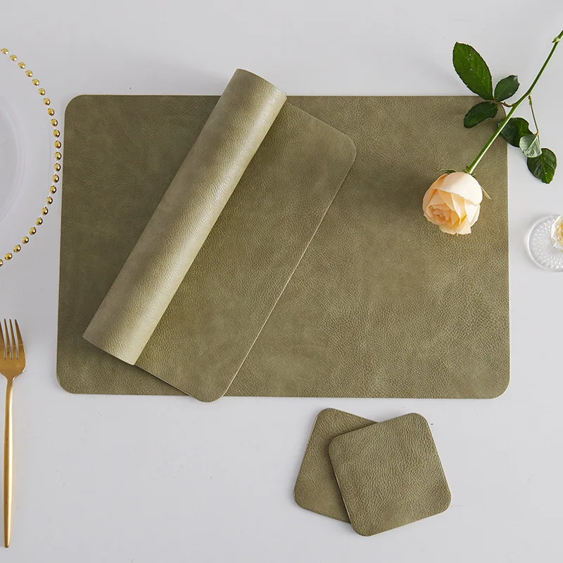 Waterproof Insulation PVC Placemats Tea Table Party Decoration with Synthetic Leather Dining Tablemat