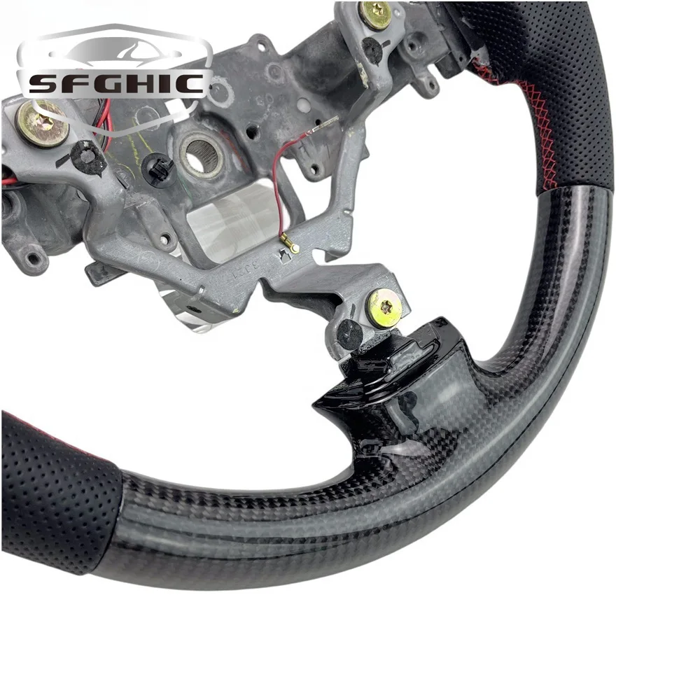 Factory Direct Sales Hot Auto Parts Perforated Leather Carbon Fiber LED Steering Wheel For Mazda RX8 Steering Wheel