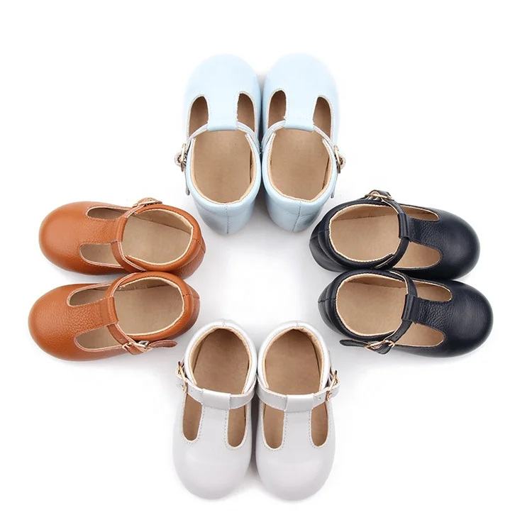 Wholesale New Fashion Hard Soles Kids Girls Genuine Leather Baby Dress Shoes