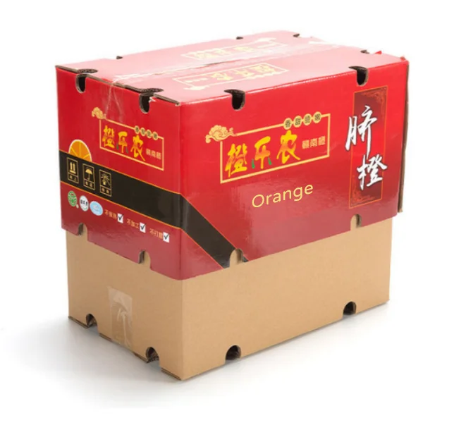 Customize orange packing box corrugated paper packaging box dragon fruit banana apple kiwi mango pear orange pear coconut boxes