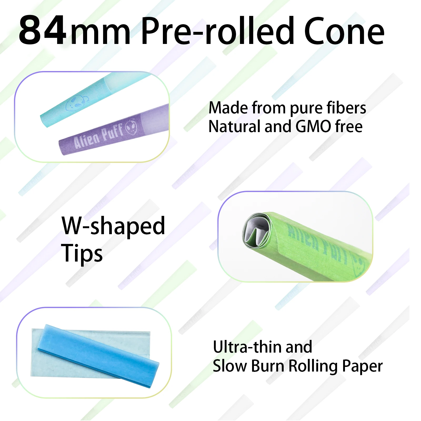 HP2564-APC AlienPuff  Kingsize Natural Organic Gum High Quality Paper Rolled Unbleached Brown Cones