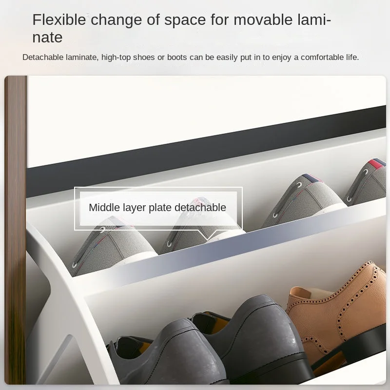 Shoe Cabinet Organizer Big Furniture with 2 Flip Drawers Style Wooden Sideboard Shoe Rack Hardware