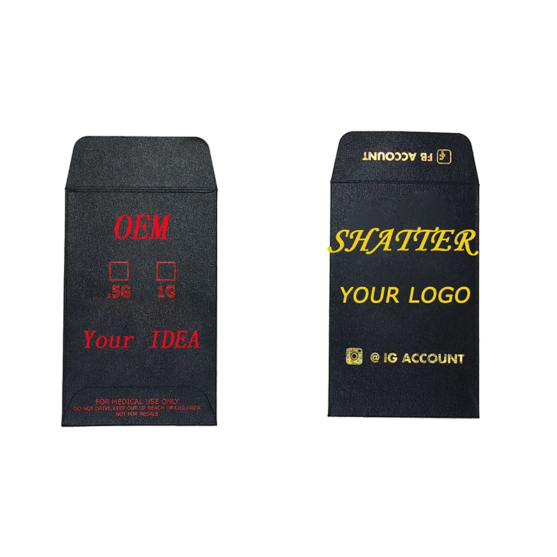 New Custom  Printing Gold Foil Logo Gift Paper Envelope Coin Shatter Envelopes Concentrate Custom Mini Envelopes