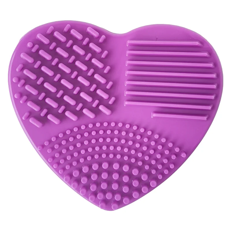 Silicone Heart Shape Multi Texture Surface Cosmetic Makeup Brush Cleaner Pad Mat Cleaning Washing Scrubber Tools