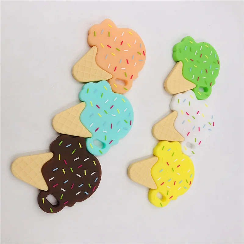 Силиконовый Прорезыватель для зубов, мягкая игрушка для мороженого, не содержит BPA, нетоксичный, 100% натуральный каучук