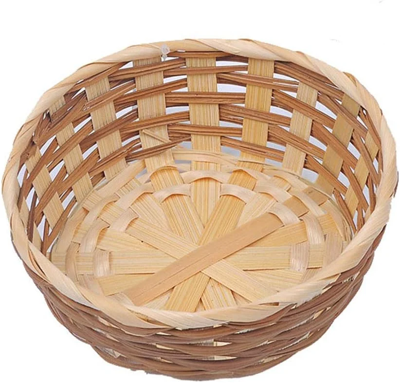 Bamboo Bread Serving Basket Coffee Natural Yellow Bamboo Fruit Tray for Food Snack Easter Egg Baskets