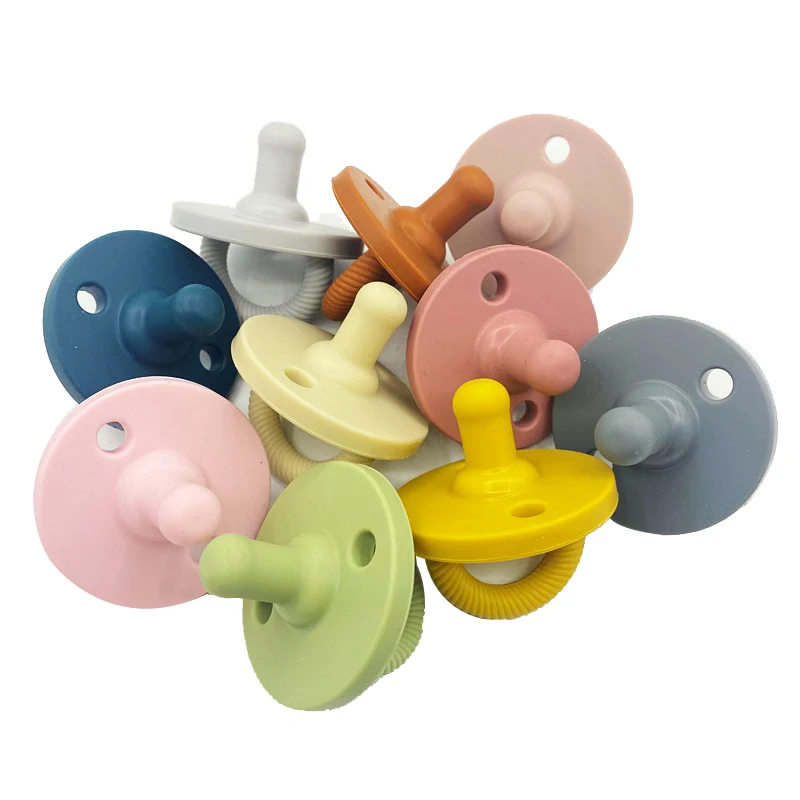 Non-toxic Soother Retractable Colorful BPA Free soothie Pacifiers clips chains Food Grade Silicone Baby Pacifier