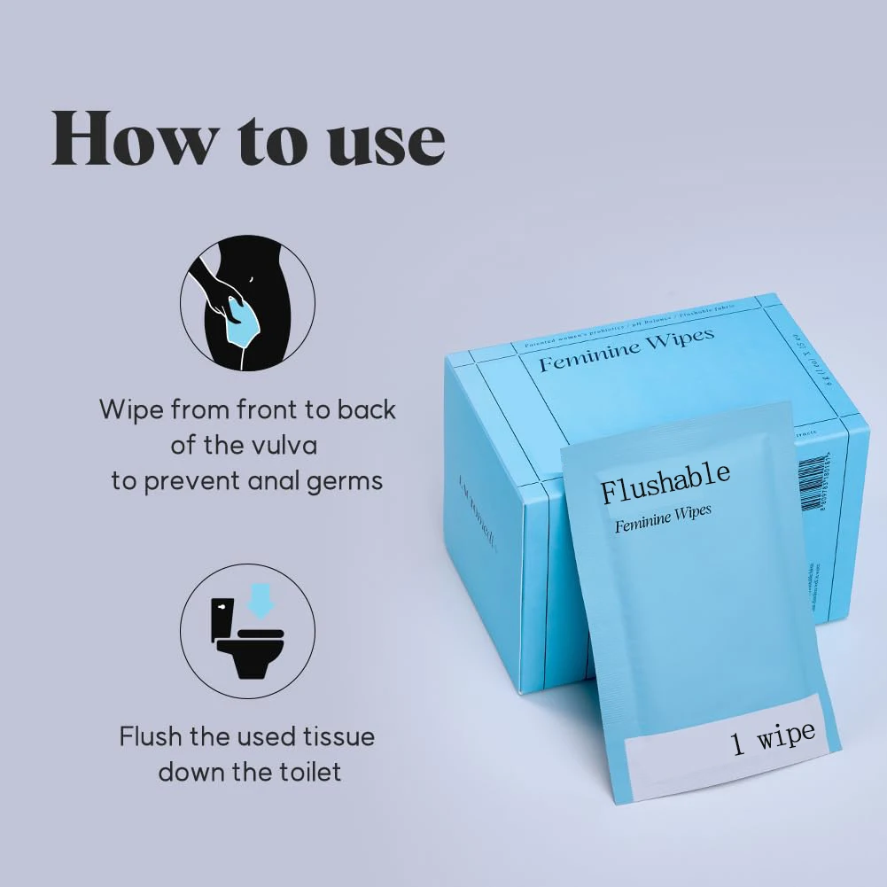 Feminine Wipes Flushable Wipes for Adults Women Body Hand Face Cleaning Travel Bathroom Toilet Daily Use Butt Wipes
