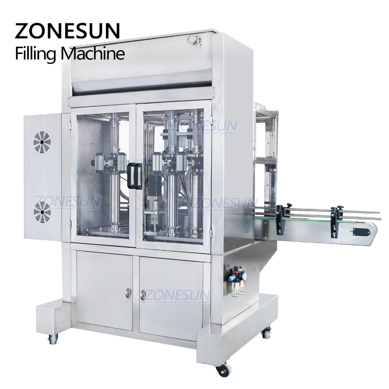 ZONESUN 50-500ML Motor Sauce Ghee Glass Cleaner Piston Honey Garlic Paste Automatic Quantitative Bottles Servo Filling Machine