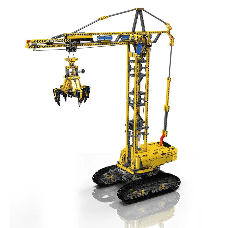 MOULD KING 17059 Technical Mobile Tower Crane Building Blocks Pneumatic Telescopic Forklift Truck 1731+ bricks