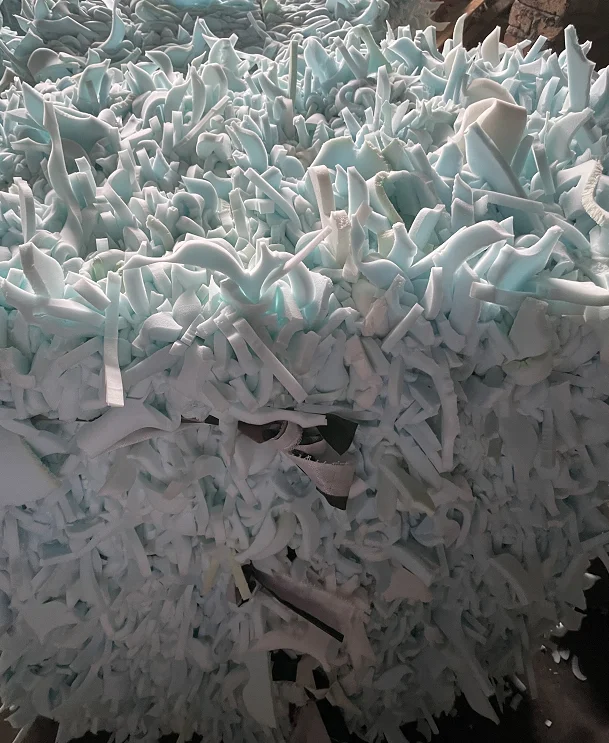 No skin  blue shoes foam  and mixed color Furniture PU  Foam Scraps  Re-bond for mattress, Sofa, cushion