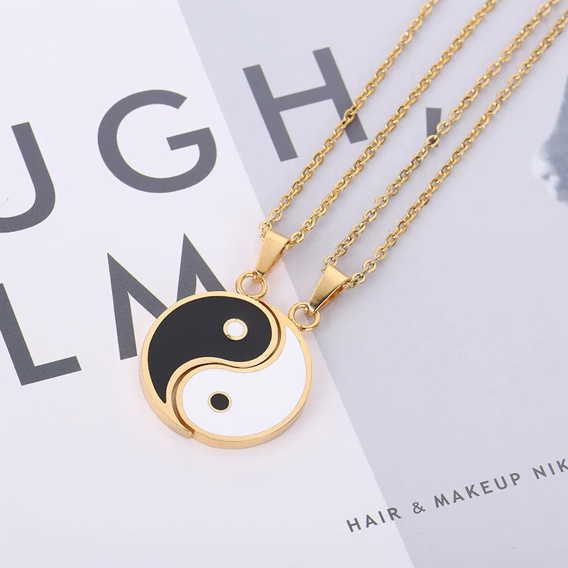 Hot selling stainless steel yin  yang necklace men and women gossip pendant couple necklace personality Tai Chi necklace