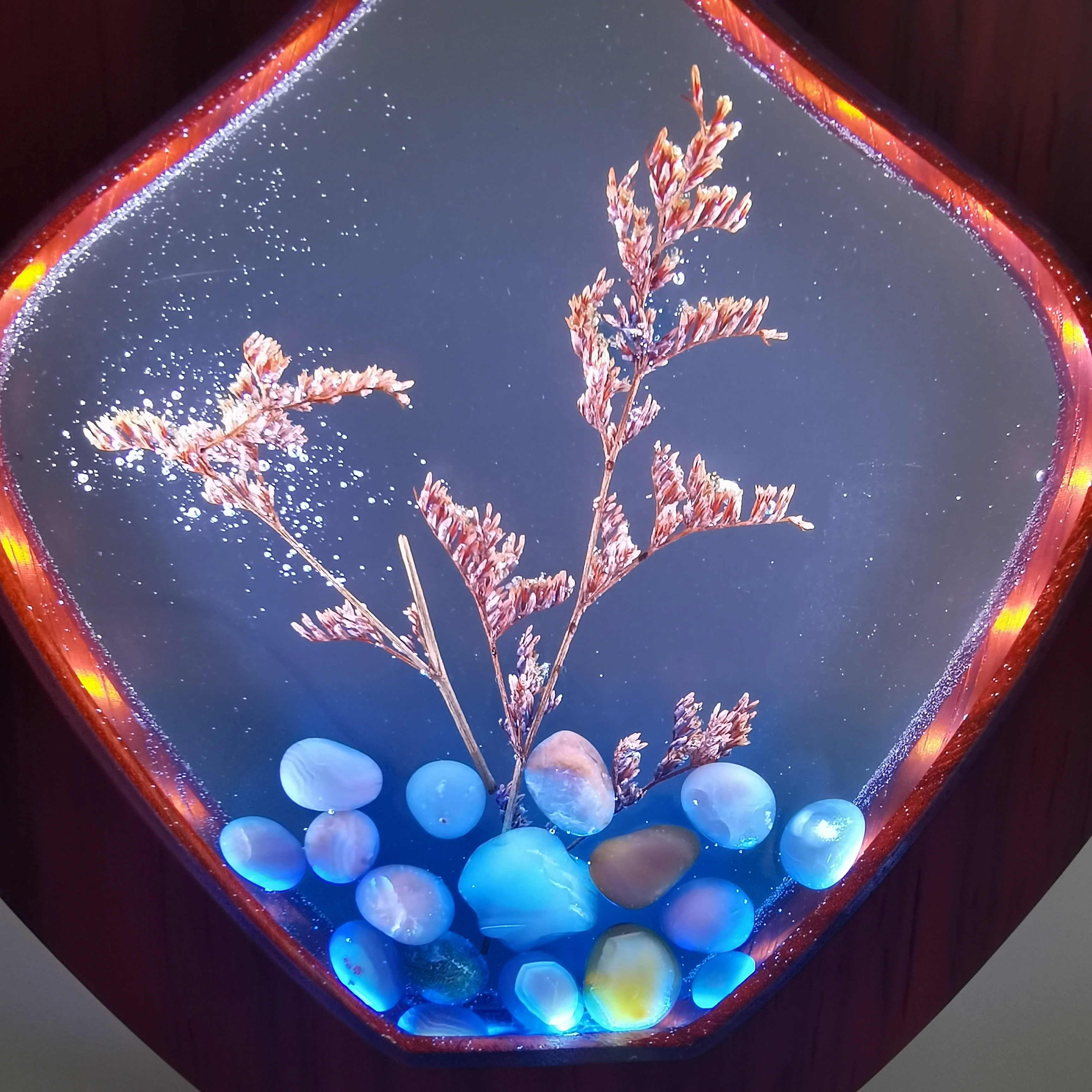 Handmade Dried Flower Resin Night Light Decorative Wood Resin Lamp With Dimmer Switch Modern Decorative Lamp For Home Office