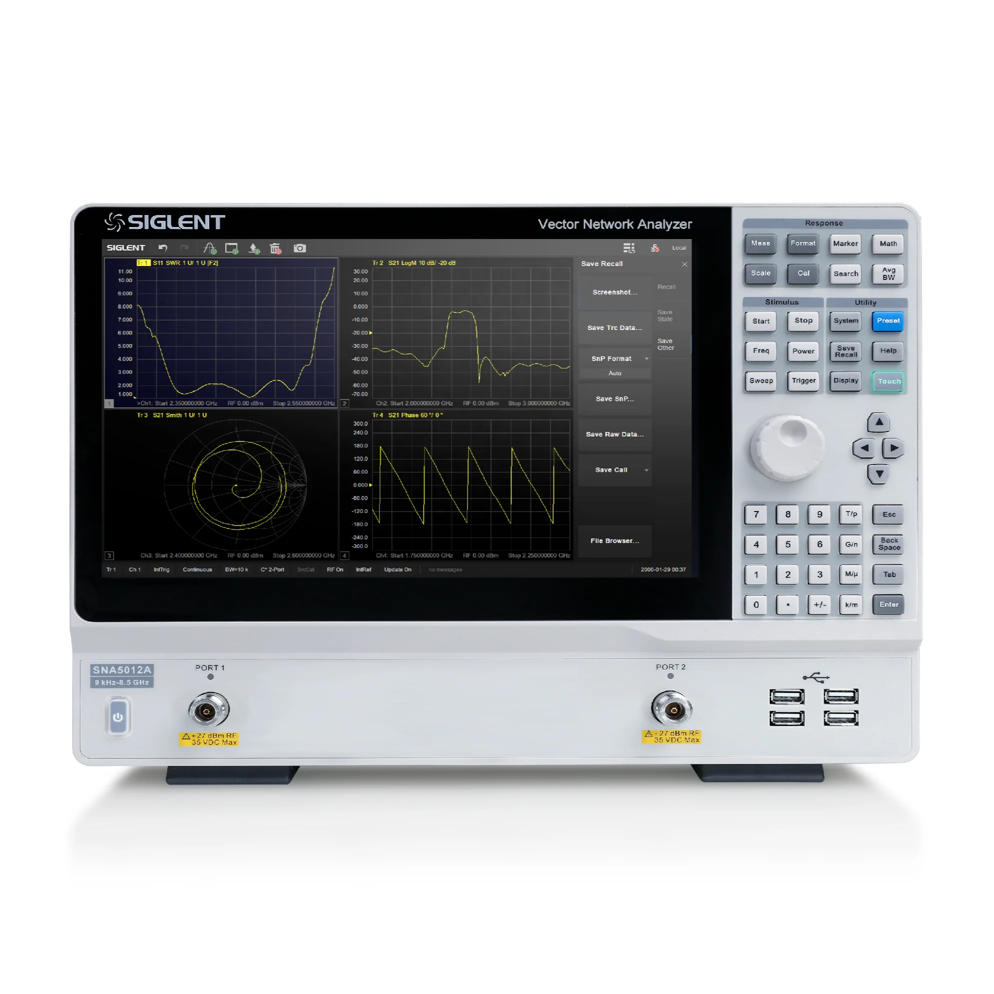 Siglent SNA5012A Vector Network Analyzer Frequency range: 9 kHz ~ 8.5 GHz Two-ports
