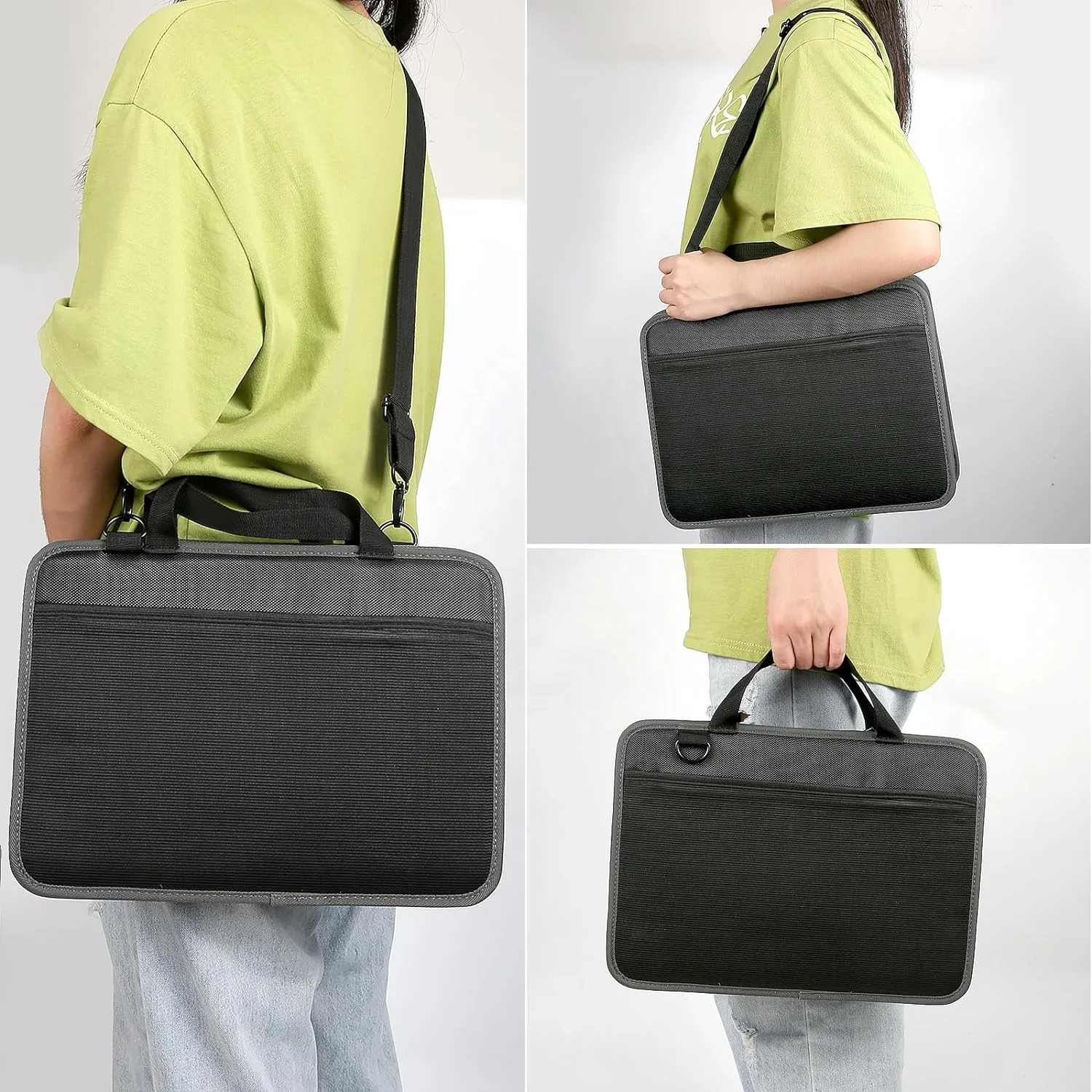 OEM Custom Print Hard EVA Laptop Sling Bag Computer Cover Cases Messenger Laptop Carry Business Bag with Handle Black for Women