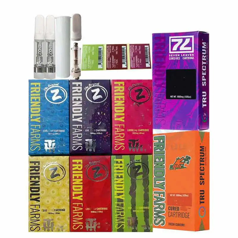 Factory wholesale 0.5 ml 1ml ceramic tip friendly farms vape cartridge carts tank atomizer no leak vape pen cartridge