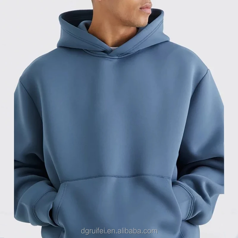 Custom Embroidered Puff Printing Plain 500GSM 480GSM 70% Cotton 30% Polyester Fleece Lined Oversized Boxy Cropped Men Hoodie