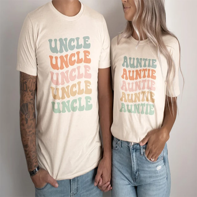 Hot Summer Mommy and Me Outfits Custom Auntie Uncle Printed Tops Oversize T-shirt 100% Cotton Casual Family Matching Clothing
