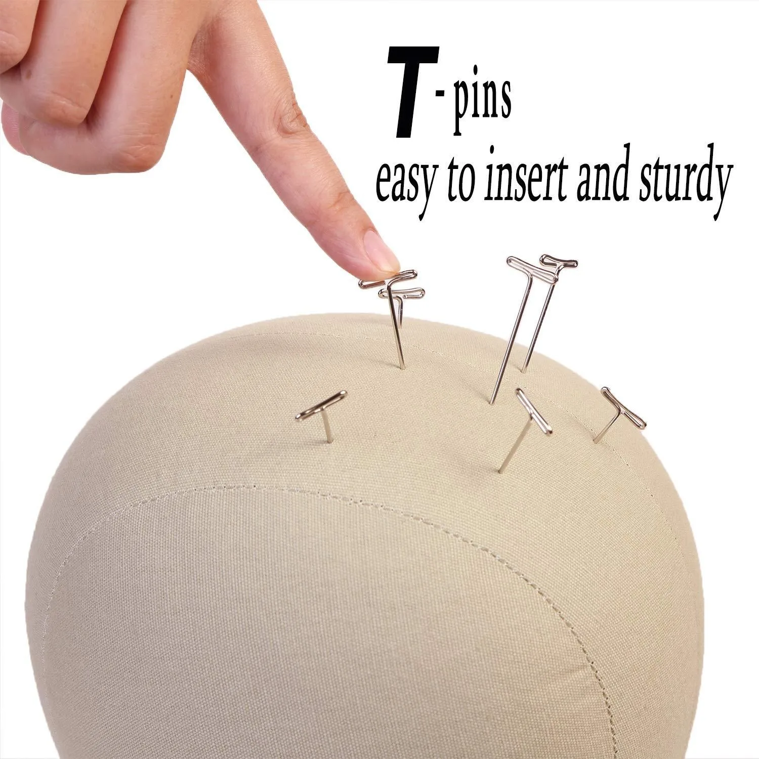 21 Inch Canvas Wig Head,Manikin Canvas Head Block Set for Wigs Making Display with Wig caps,T Pins DIY Set