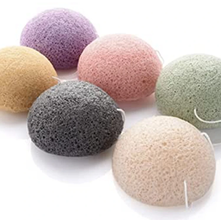 100% Natural Vegetable Konjac Sponge Half Ball Shaped Vegan Fibers Face and Body Cleaning