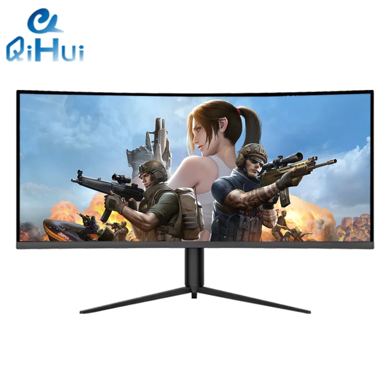 Qihui LCD Monitor 34 pulgadas 4k UHD de 1 ms 75 Hz Height Adjustable anti-blue light LED Monitor For Business & Study & Office
