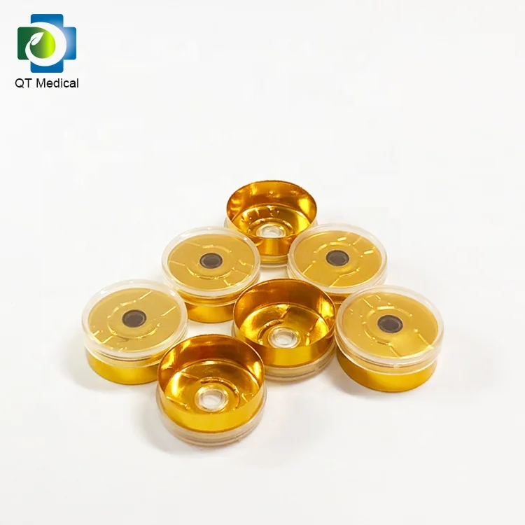 GMP CE Certified 20mm Golden  Injection Pharmaceutical Aluminum Plastic Tear Off Caps