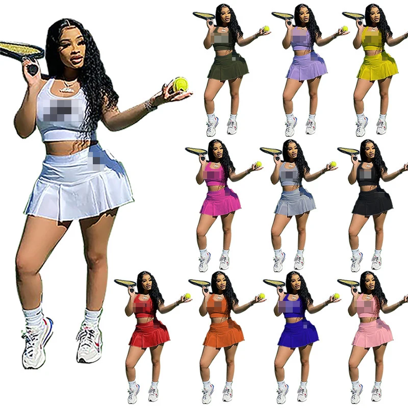 
AOMEI New Arrival Sexy Crop Top Solid Color Women Clothing 2021 Summer Sports Folding Flower Skirt Two Piece Skirt Set AOMEI New Arrival Sexy Crop Top Solid Color Women Clothing 2021 Summer Sports Folding Flower Skirt Two Piece Skirt Set