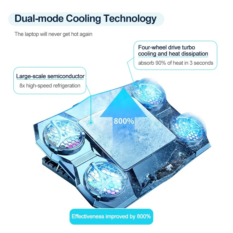 Adjustable Portable Aluminum Laptop Gaming Stand Semiconductor Notebook Cooler With Phone Holder And Cooling Fan