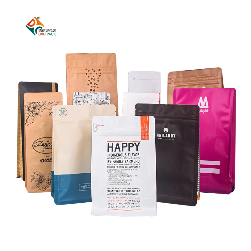 Герметичные многоразовые пакеты с застежкой-молнией индивидуальным дизайном биоразлагаемые печатные логотипы крафт-бумага кофейные пищевые