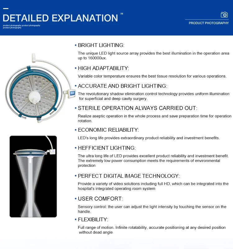 Single head 700mm ceiling medical LED shadowless operating lamp hospital surgical exam light price