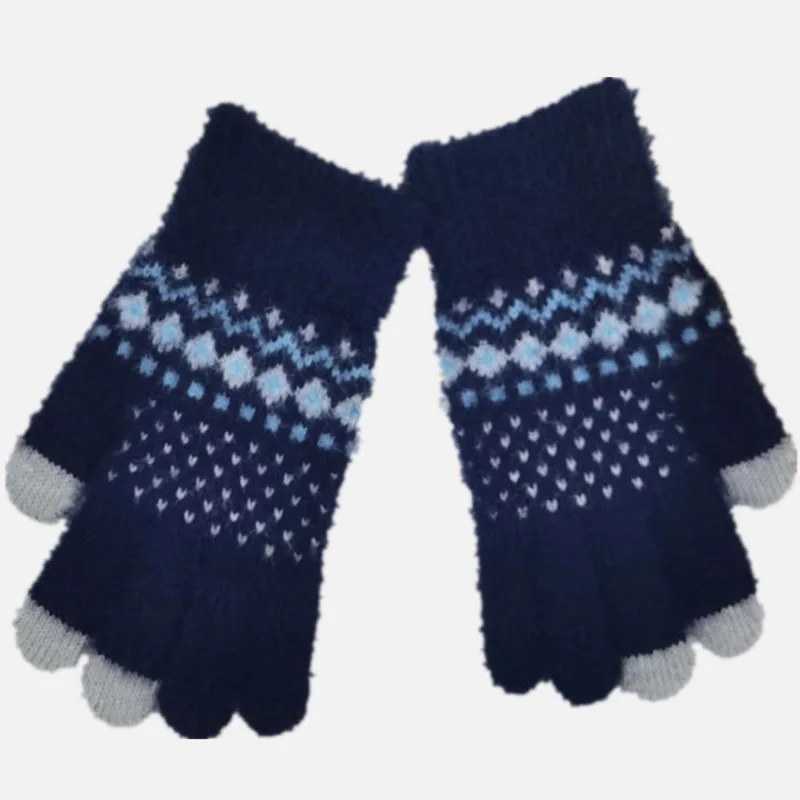 Зима 2021, новые Четырехцветные жаккардовые плюшевые варежки, теплые шерстяные перчатки с защитой от холода и закрытыми пальцами
