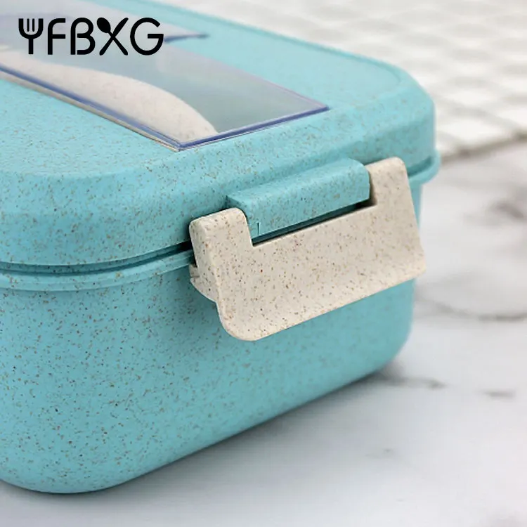 Еды в наличии натуральная биоразлагаемая пшеничная волоконная солома Ланч-бокс bento герметичный для детей