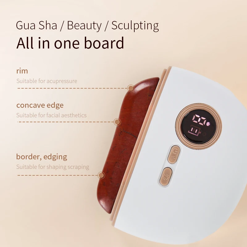 Factory Wholesale Electric Gua Sha Massager Hot Vibration Stone Face Lifting Massage Roller With Guasha Board