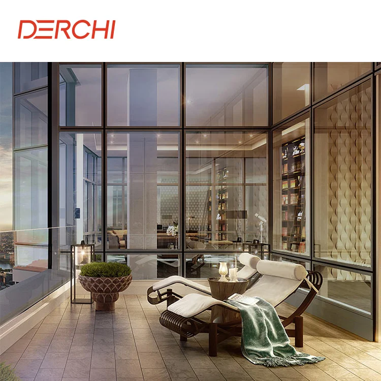 DERCHI Aluminum doors windows aluminium frame fixed insulated glass window